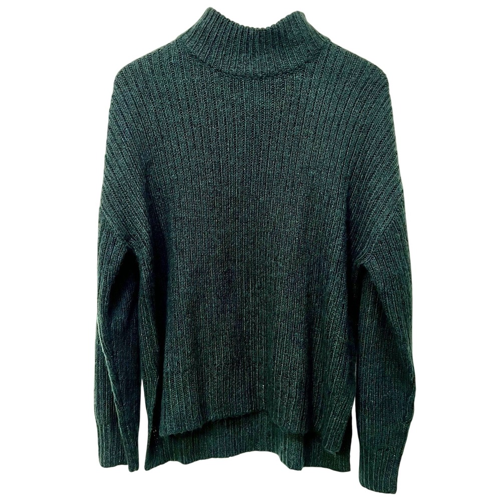 H&M Womens Green‎ Ribbed Mock Neck Long Sleeve Sweater Size S Chunky Cozy